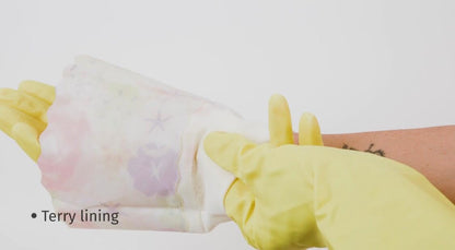2 PAIRS Household Gloves Latex Free Cleaning Gloves with Soft Lining Long Cuff 15" & Grip, Medum, Pink/Blue