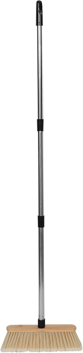 Didiseaon 1 Set Garden Broom: Heavy Duty Outdoor Bamboo Broom with Stainless Steel Handle - Hard Bristle Sweeping Brush for Garden Patio Garage Hardwood Floors Cleaning