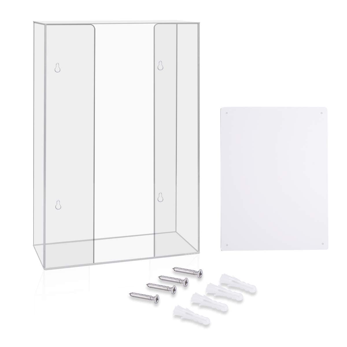 HIIMIEI Acrylic Glove Dispenser Wall Mount, Clear Plastic Glove Rack Floating Triple Gloves Box Holder 16.1'' X 10.2'' X 3.8'', Capacity Of 3 Glove Boxes