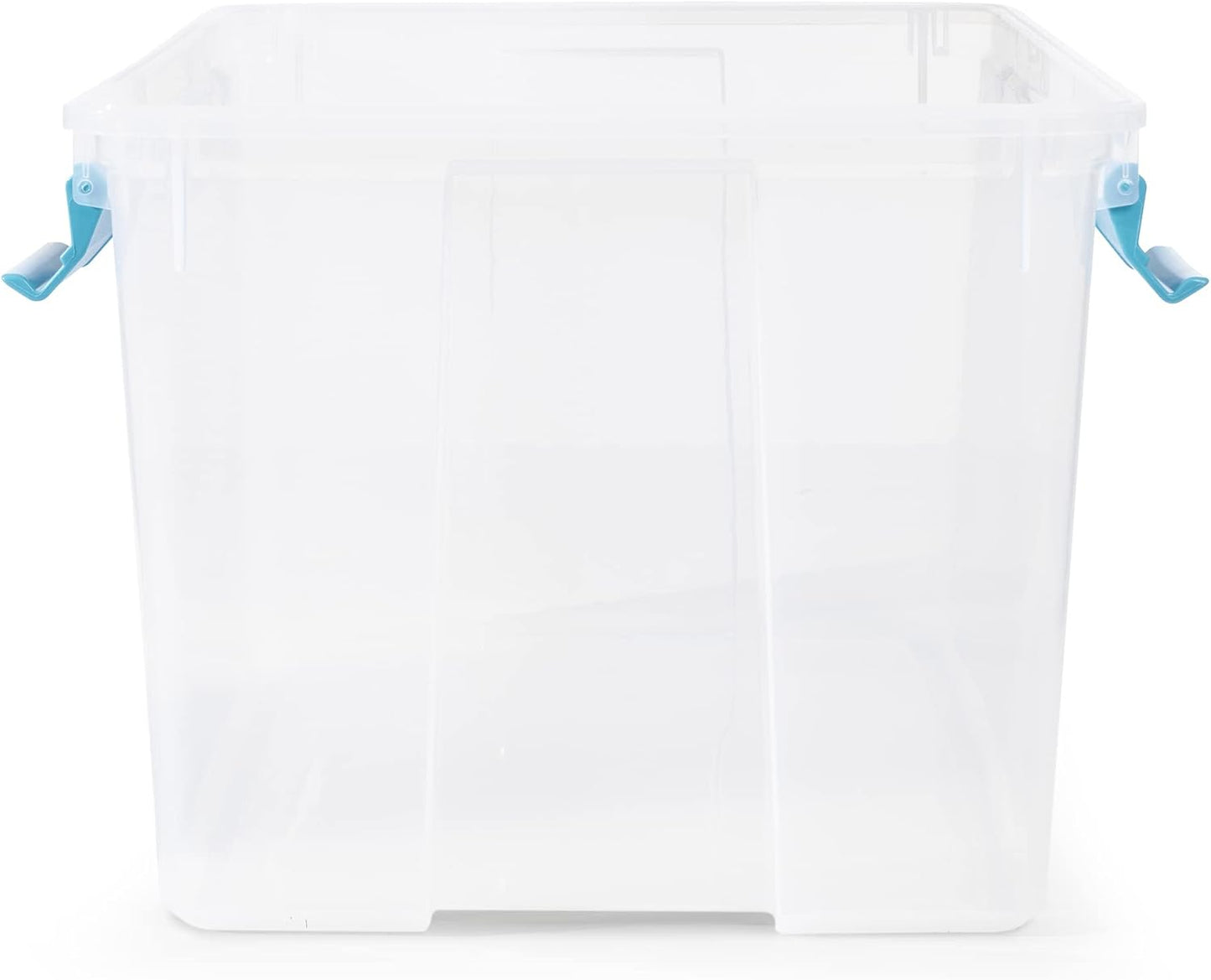 Sterilite 4-Pack Gasket Box, Home Storage Organizer Bins with Lids, 37 Quart – Stackable Clear Plastic Containers for Bedroom, Bathroom, Garage, Basement, or Attic