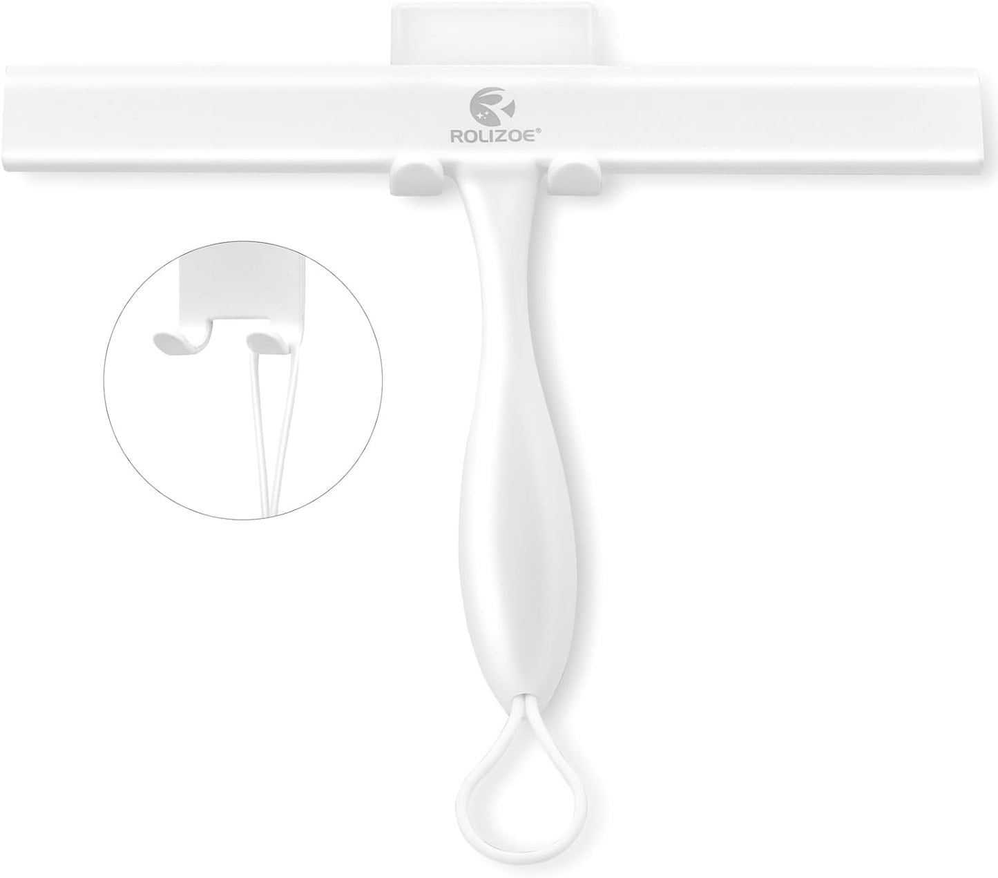 Shower Squeegee for Glass Doors, 11 Inch Ergonomics Anti-Rust Silicone Squeegee with Stainless Steel Frame for Shower Glass Door, Mirrors, Tiles and Windows Cleaning, White