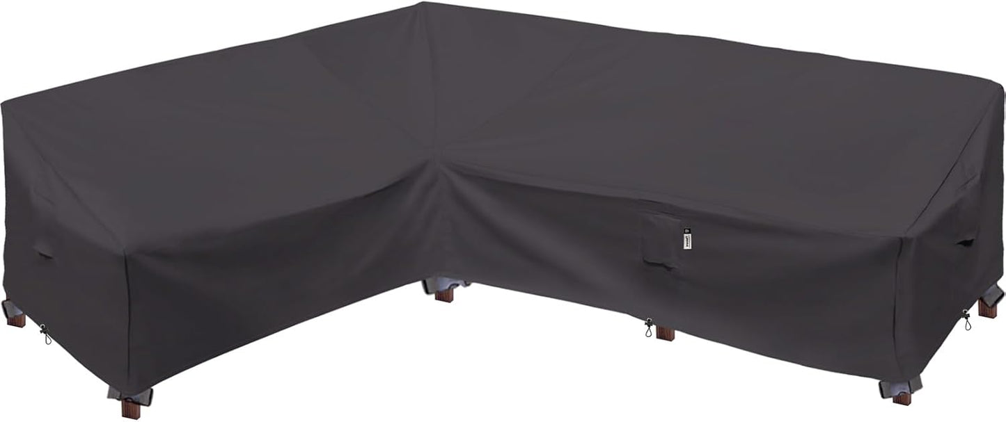 Patio Deck Box Cover, 63x30 Inch Fire Pit Covers with Straps and Handles, Waterproof Heavy Duty Outdoor Furniture Winter Cover for Keter, Suncast, Lifetime Container