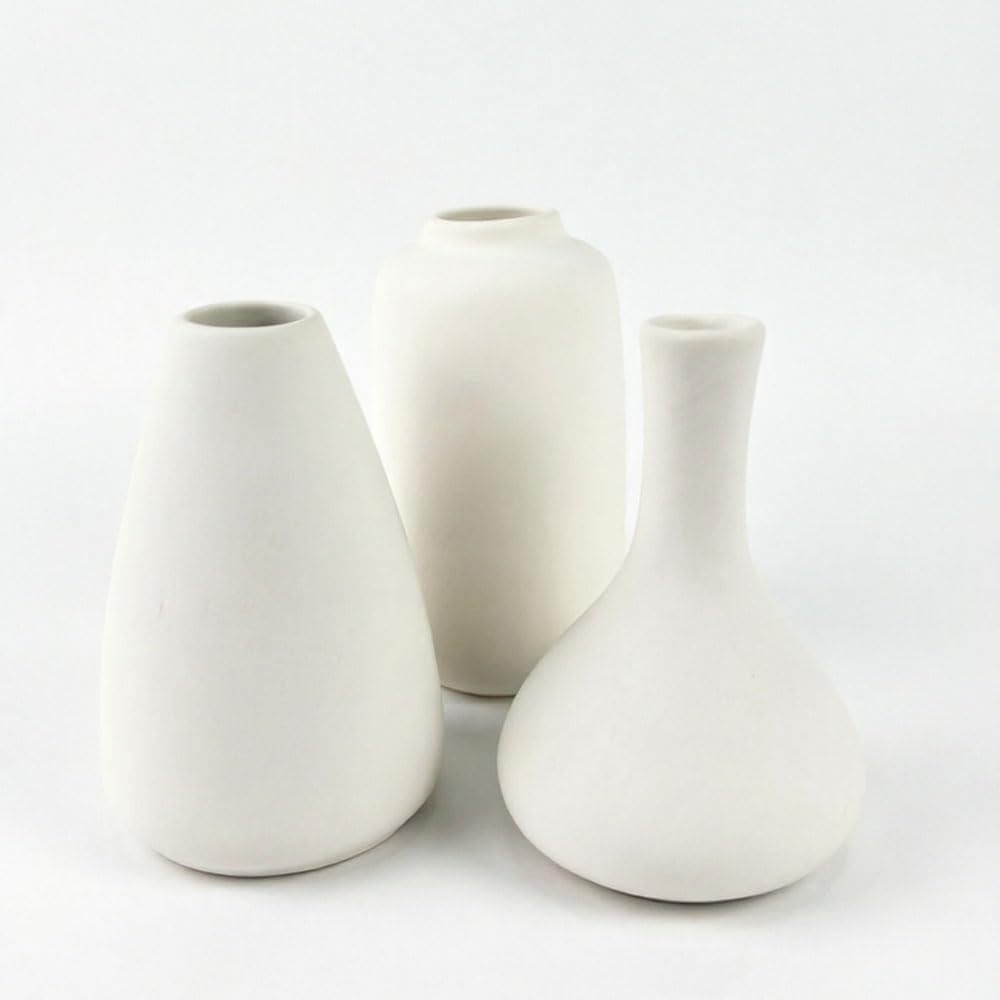 Daittin Small Ceramic Vase Set, Mini Flower Vases for Home Decor, Aesthetic Table Centerpieces for Living Room Bedroom Bathroom Shelf (Style-5)