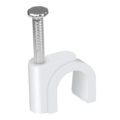 LeMotech Cable Clips, 1000pcs 8mm Wire Wall Clips with Steel Nails, Coaxial Nail Clamps for Cable Cord Management RG6 RG59 CAT5e CAT6 RJ45 Ethernet Cable Clamps, White
