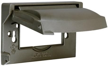Hubbell-Bell MX1250Z 1-Gang Flip Weatherproof Cover, Universal Metal 12-in-1 Outlet Outdoor Receptacle Protector, Vertical/Horizontal, Bronze