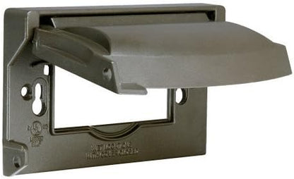 Hubbell-Bell MX1250Z 1-Gang Flip Weatherproof Cover, Universal Metal 12-in-1 Outlet Outdoor Receptacle Protector, Vertical/Horizontal, Bronze