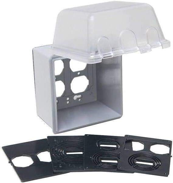 TayMac MM2410G Gray Polycarbonate 2-Gang Weatherproof In-Use Electrical Outlet Cover for Home Improvement, 2.75-in. Deep Outdoor Outlet Cover for Electrical Box, UFAST 55-in-1, Rated NEMA 3R