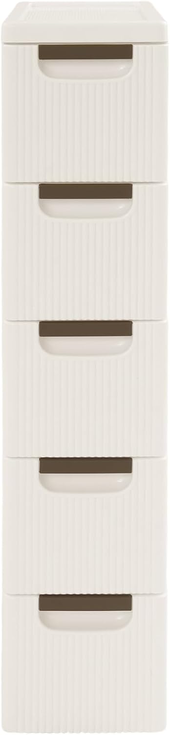 3 Drawers Slim Bathroom Storage Cabinet,Narrow Plastic Storage Cart,Rolling Dresser on Wheels for Bedroom,Living Room,Bathroom,Kitchen