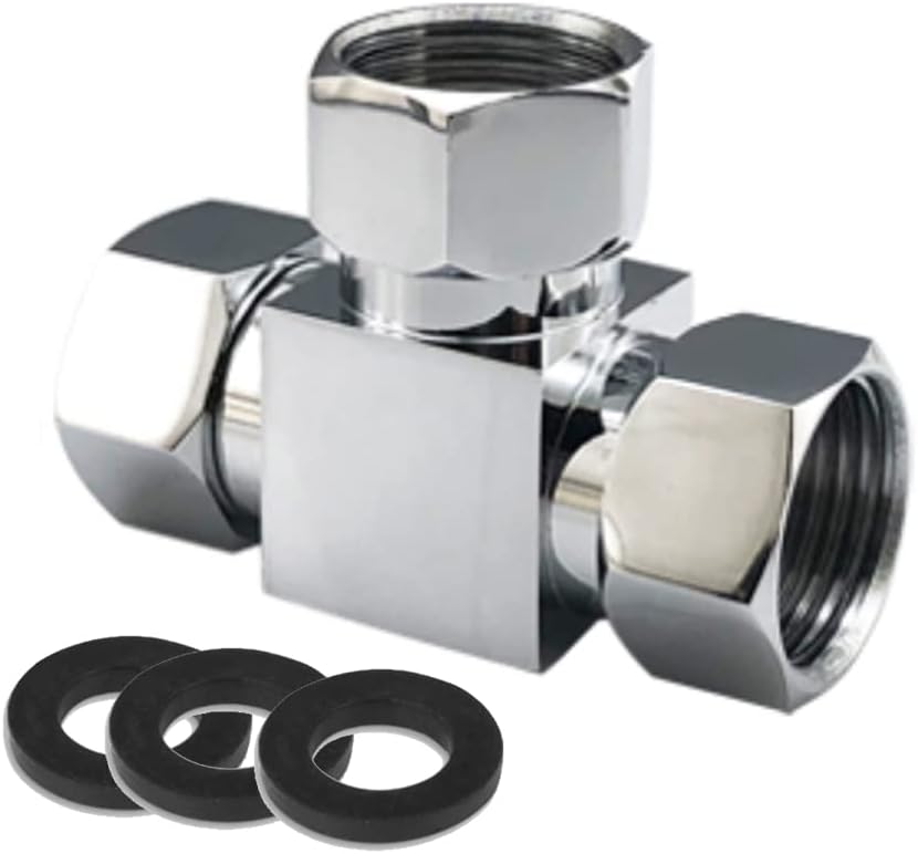 Water Diverter Fitting Adapter, Add-A-Tee G1/2" Hose Connector Adapter for Angle Valve adapter, Shower arms, Toliet Bidet Sprayer, Hose Pipe Fittings (3 Way T2)