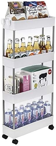 Slim Storage Cart, Rolling Cart Bathroom Organizer Kitchen Storage Carts 16 x 5.1 x 34.5inch, for Kitchen, Bedroom, Office, Laundry Room, Small Narrow Spaces