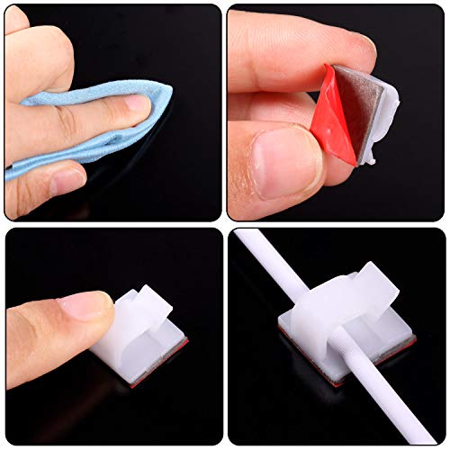 Blulu 100 Pcs Adhesive Cable Wire Clips, Outdoor Light Clips, Cord Management Wire Organizer Cord Holder for Holiday String Lights, Under Desk, Car, Wall, TV PC Ethernet Cable(Small,Clear)