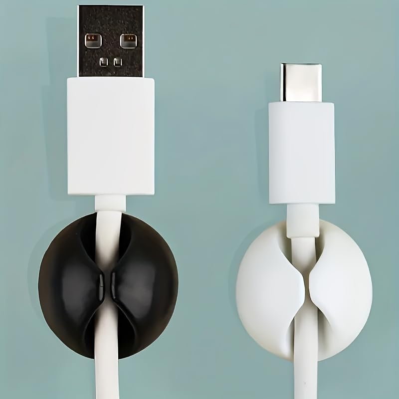 3/6/12pcs Cable Organizer Clips | Adhesive Desktop Cable Holders, Ideal for Home, Office, Wall, Bedside Table Use (6)