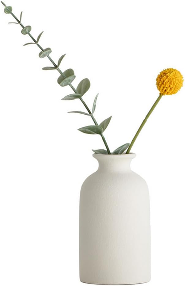 12cm White Ceramic Small Vases Set for Dry Flowers Minimalist Home Decor Modern Farmhouse Centerpiece Living Room Bedroom Office