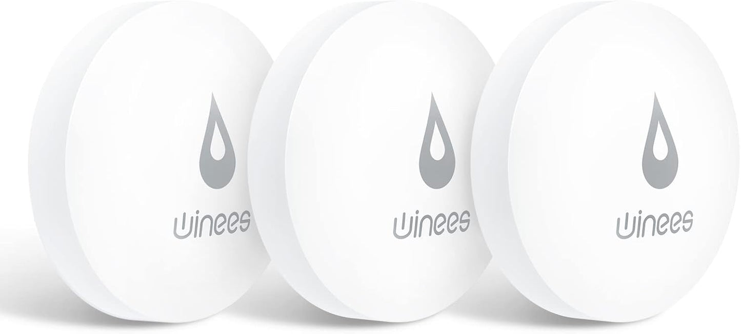 Winees WiFi Water Leak Detector for Home, 3 Pack Water Sensors with 100dB Adjustable Alarm, Leak Alert Email&SMS Notification, 200M Transmission for Basement, Bathroom, Laundry, IFTTT, 2.4G WiFi Only