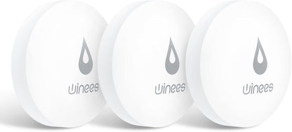 Winees WiFi Water Leak Detector for Home, 3 Pack Water Sensors with 100dB Adjustable Alarm, Leak Alert Email&SMS Notification, 200M Transmission for Basement, Bathroom, Laundry, IFTTT, 2.4G WiFi Only