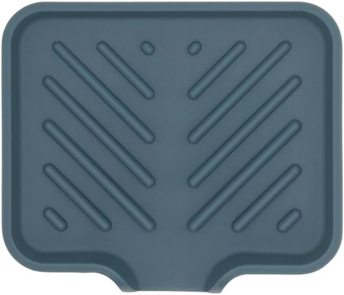 Silicone Soap Dish Tray and Sponge Holder with Drain Chute and Feet | 3-Way Sloped Design | Bathroom and Kitchen Sink Organizer Caddy (Black, 10"x4", 7.8 Ounces)