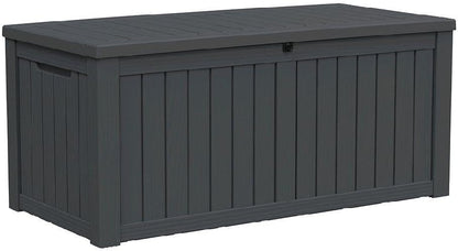 LAUSAINT HOME 320 Gallon Resin Deck Box, Package Delivery Box with Lockable Lid, Waterproof Outdoor Storage Box For Garden Tools, Patio Cushions(320 Gallon,Black)