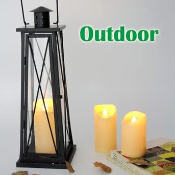 CANDLE CHOICE Waterproof Outdoor Battery Operated Flameless Candles with Remote Timer Plastic Flickering Fake Electric LED Pillars for Lantern Garden Wedding Christmas Decorations 3x4 Inches 3 PCS