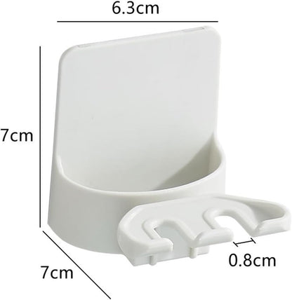 2 PCS Self-Adhesive Toothbrush Holders Wall Mounted, Water Proof Toothbrush Hook, 3 in 1 with Toothbrush Hanger Toothpaste Holder and Gargle Cup Holder for Bathroom Shower (White)