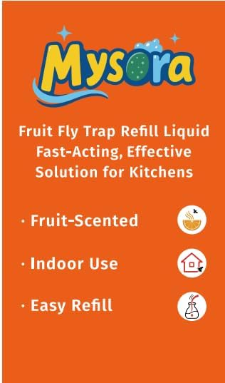 4 Pack Fruit Fly Trap Refill Liquid, 0.68 Ounces Per Bottle, Effective Fruit Fly Bait Refill, Suitable for Indoor Use, Kitchen Countertops, and Home Environments, Non-Toxic