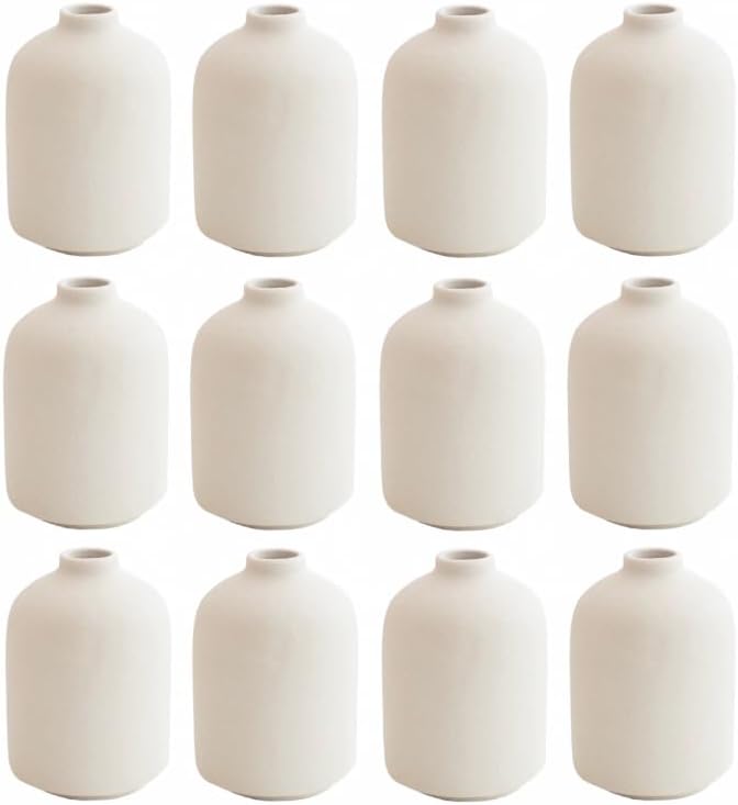 Modern Small Flower Vases 8 Pack - Ceramic, White