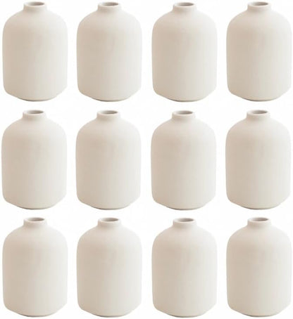 Modern Small Flower Vases 8 Pack - Ceramic, White