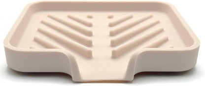 Silicone Soap Dish Tray and Sponge Holder with Drain Chute and Feet | 3-Way Sloped Design | Bathroom and Kitchen Sink Organizer Caddy (Black, 10"x4", 7.8 Ounces)