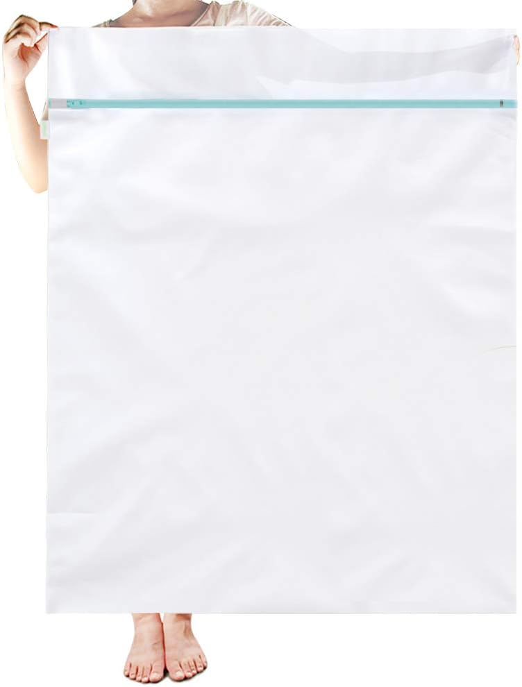 OTraki Large Mesh Laundry Bags 28x35 inch Zipper Mesh Lingerie Bags for Washing Delicates Net Laundry Mesh Bag Machine Washable for Dorm Hotel Camp Don't Drying, Melting 140-176℉, White