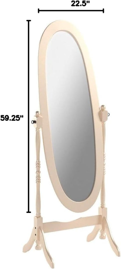 Roundhill Furniture Traditional Queen Anna Style Wood Floor Cheval Mirror, Cherry Finish