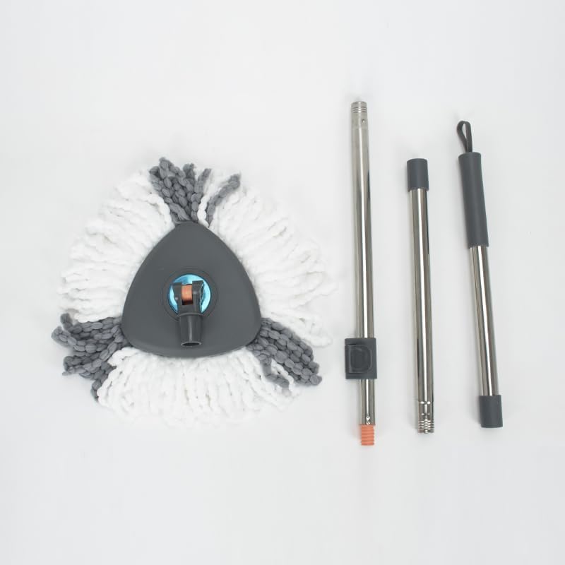 360° Rotating Spin Mop and Foldable Bucket Set, Dual Clean & Dirty Water System, Hands-Free Easy Spin Wringing, Heavy-Duty Microfiber Mop with 2 Mop Heads for All Floor Types (TWINS - LV-A03-1)