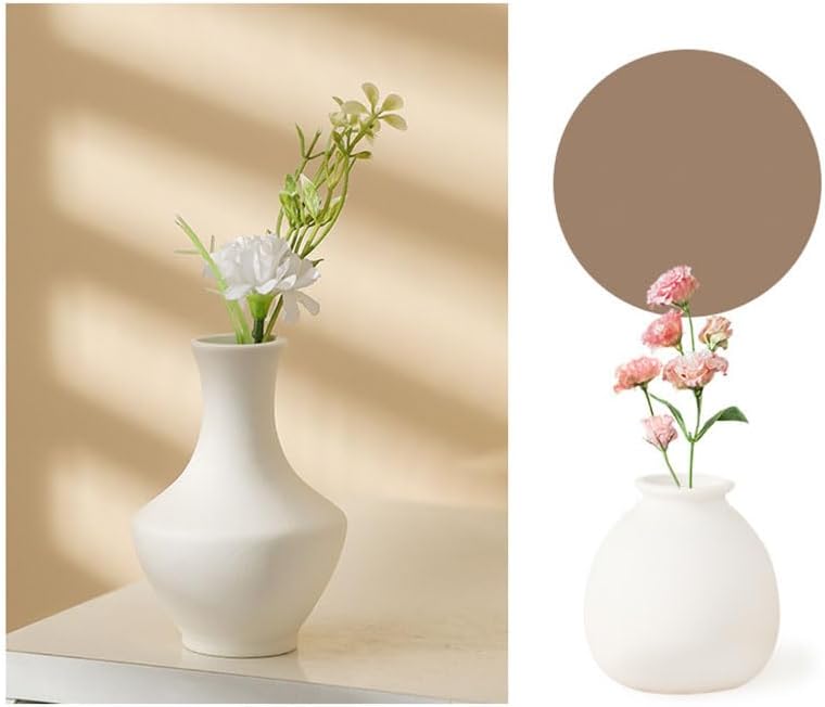 Daittin 3-Piece Ceramic Bud Vases Set - Small White Matte Vases for Dried Flowers, Decorative Mini Vases for Home Decor, Tabletop, Shelf, Office & Bedroom, Ideal for Housewarmings & Gift-Giving