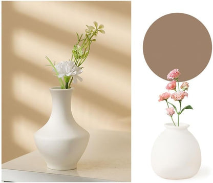 Daittin 3-Piece Ceramic Bud Vases Set - Small White Matte Vases for Dried Flowers, Decorative Mini Vases for Home Decor, Tabletop, Shelf, Office & Bedroom, Ideal for Housewarmings & Gift-Giving