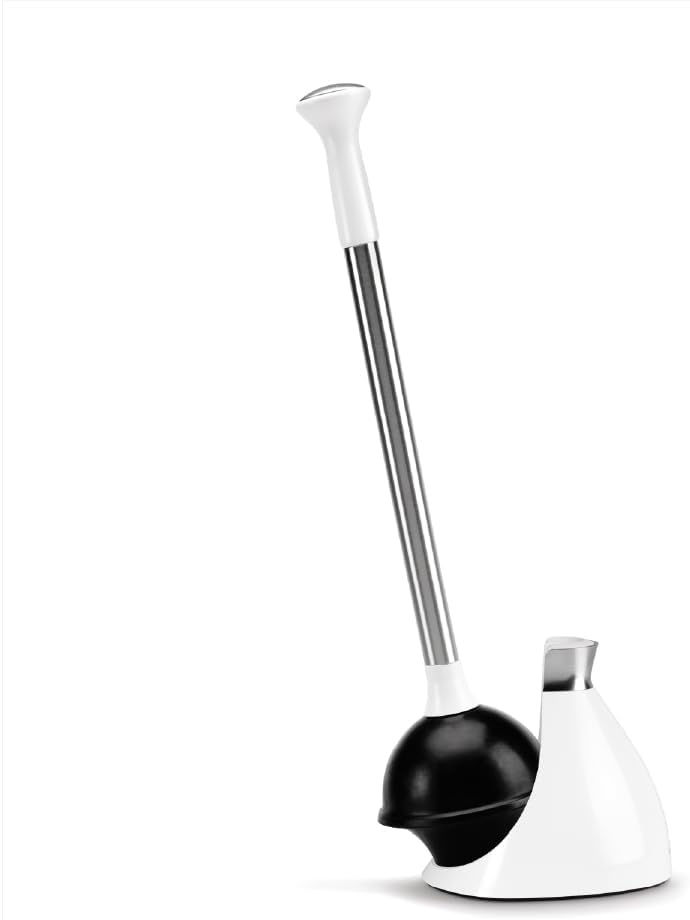 simplehuman Toilet Brush with Caddy, Stainless Steel, White