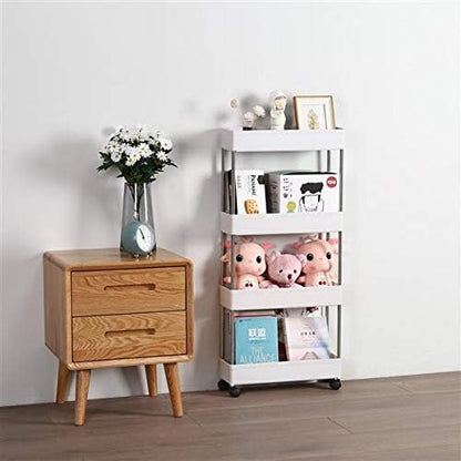 Slim Storage Cart, Rolling Cart Bathroom Organizer Kitchen Storage Carts 16 x 5.1 x 34.5inch, for Kitchen, Bedroom, Office, Laundry Room, Small Narrow Spaces