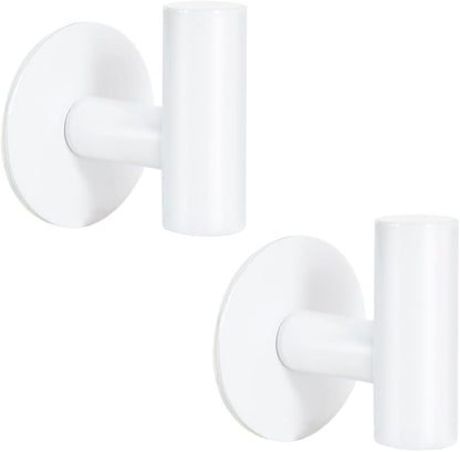 Vuzvuv Adhesive Hooks White SUS304 Stainless Steel - Self Adhesive Heavy Duty Waterproof Wall Hooks for Towel, Coat, Robe in Bathrooms Kitchen Hotel (2-Pack)