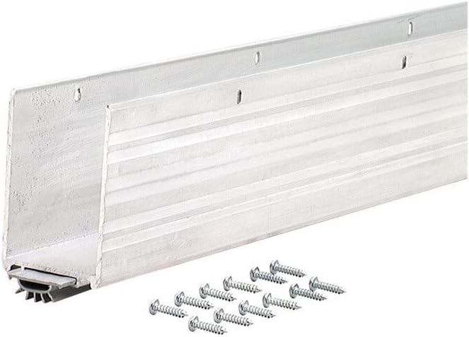 M-D Building Products 68593 U Shaped Aluminum Door Sweep with Vinyl Seal & Kick Plate – Front Door Weather Stripping Bottom Seal, Energy Saving Door Bottom Extender for Exterior Doors, 36 Inch Silver