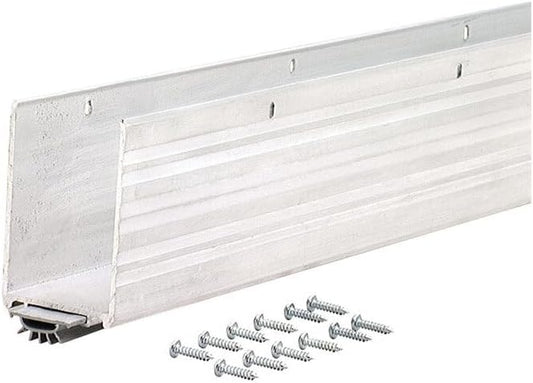 M-D Building Products 68593 U Shaped Aluminum Door Sweep with Vinyl Seal & Kick Plate – Front Door Weather Stripping Bottom Seal, Energy Saving Door Bottom Extender for Exterior Doors, 36 Inch Silver