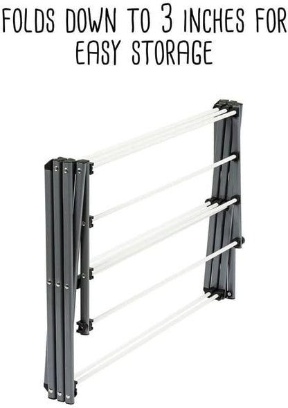 Honey-Can-Do 6-Tier Collapsible Steel Clothes Drying Rack, 24 ft, White | 6-tier steel rack with 24 ft of drying space folds flat to 3 in. Coated bars are gentle on delicates; 50 lb capacity.