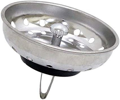 Kitchen Sink Basket Strainer Replacement for US Standard Drains (3-1/2 Inch), Premium 304 Stainless Steel Body W/with Brass Post (Spring Clip) 1 Pack