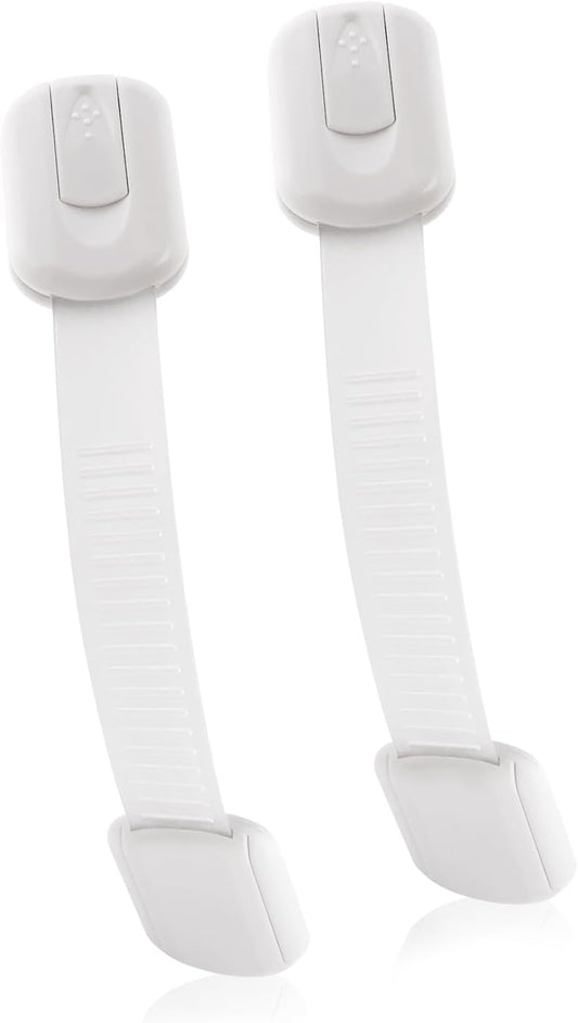 Safety Locks Duo - 2 Pack Fridge Locks for Kids, Adjustable 3M Adhesive Cabinet Locks, No Drilling, Multi-Purpose for Kitchen, Bathroom, and Bedrooms