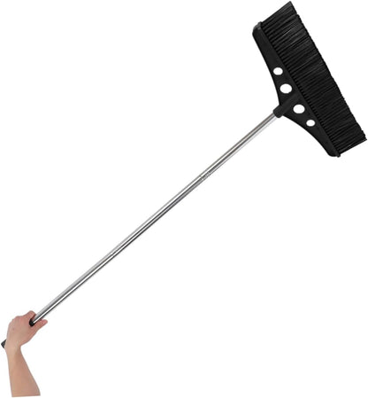 Wide Broom Handle Heavy Duty Outdoor Scrub Brush for Garden Cleaning Detachable Stainless Steel Sweeper for Patios Decks and Courtyards