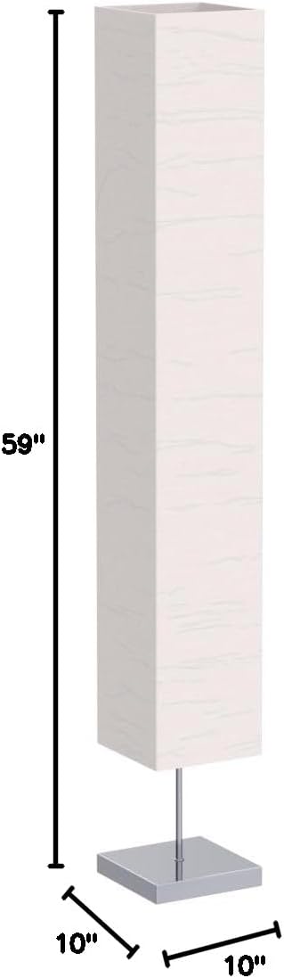 LIGHTACCENTS Home Decor Floor Lamp (Set of 2) 59 Inch Paper Floor Lamp Pair with Polished Chrome Base, Room Decor Lamps for Living Room, Rice Paper Lantern Lights, On/Off Footswitch