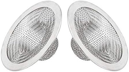 Sink Strainer 2Pcs Stainless Steel Metal Mesh Sink Drain Strainer Large Wide Brim 3.5" Diameter for Most Kitchen Sink Bathroom Bathtub Shower Room Balcony Drains