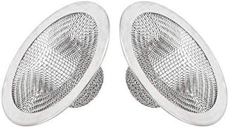 Sink Strainer 2Pcs Stainless Steel Metal Mesh Sink Drain Strainer Large Wide Brim 3.5" Diameter for Most Kitchen Sink Bathroom Bathtub Shower Room Balcony Drains