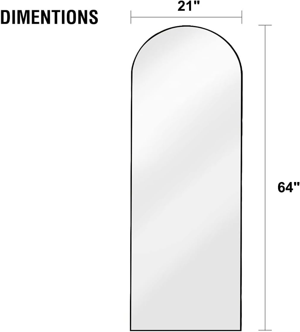 OGCAU Floor Full Length Mirror, 56"x20" Arched Full Body Mirror, Hanging or Leaning, Standing, Wall Mounted with Aluminum Frame for Bedroom Living Room, White
