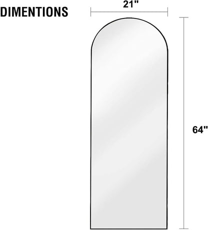 OGCAU Floor Full Length Mirror, 56"x20" Arched Full Body Mirror, Hanging or Leaning, Standing, Wall Mounted with Aluminum Frame for Bedroom Living Room, White