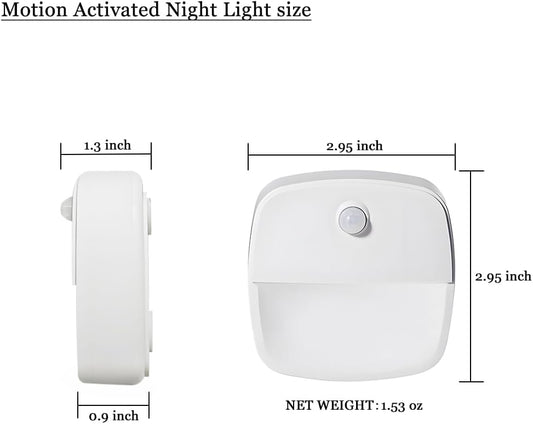 Consss Motion Activated Night Light,Nightlights with Light Sensors Dual Color Modes 6000K White Light/3000K Warm Light Adhesive Installation for Bedroom, Kitchen, Stairs, Hallway,Garage,2 Pack