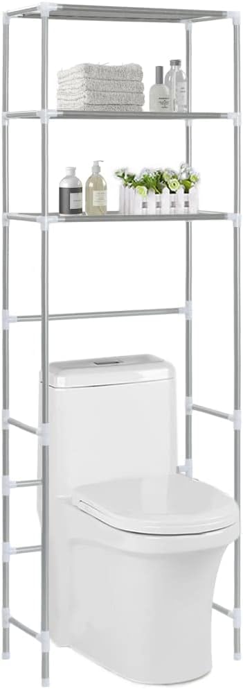3-Tier Storage Rack Over Laundry Machine, Stainless Steel Over Washer Dryer Shelf, 27.2x11x66.5 Inches Black Organizer for Bathroom and Laundry Room