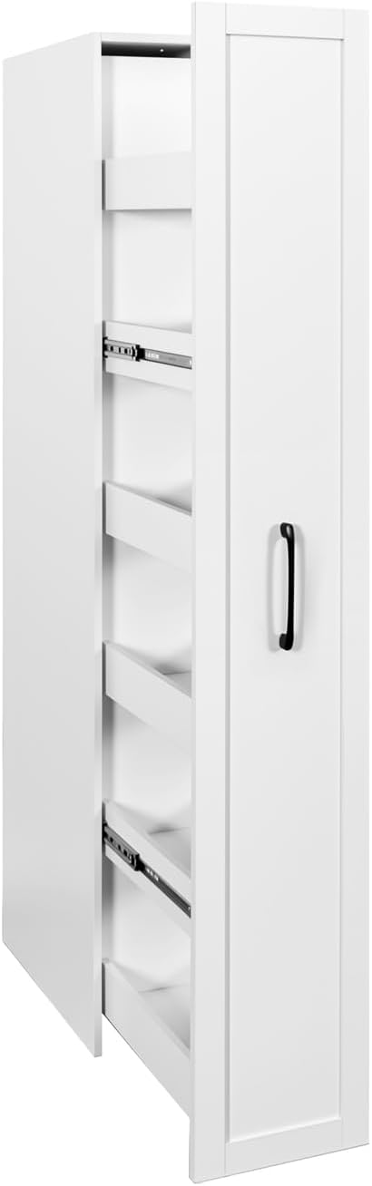 7 Tier Slim Rolling Storage Cart - Kitchen & Pantry Organizer, Narrow Storage Cabinet with Handle & Wheels, Spice Pull-Out Rack Next to Fridge Storage Shelf (White A-7 Tier Shelf Unit)