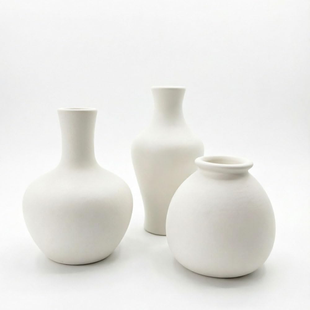 Daittin Small Ceramic Vase Set, Mini Flower Vases for Home Decor, Aesthetic Table Centerpieces for Living Room Bedroom Bathroom Shelf (Style-5)